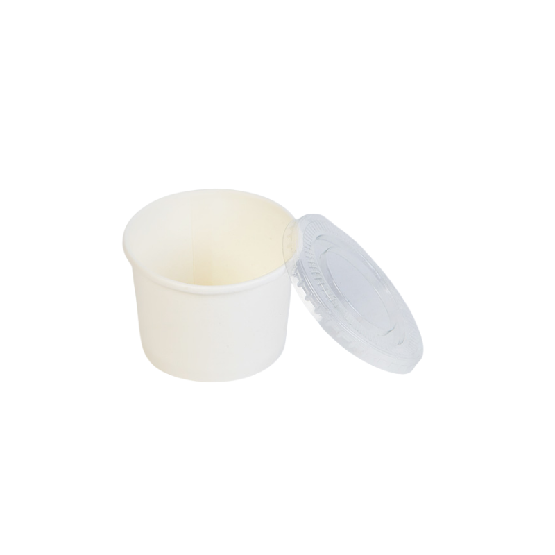ECCO 480ml paper bowl – white paper – PP lid